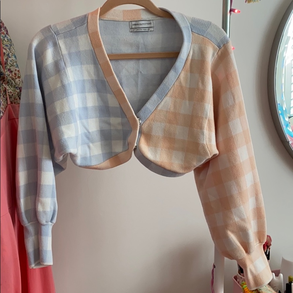 urban outfitters two tone gingham cardigan